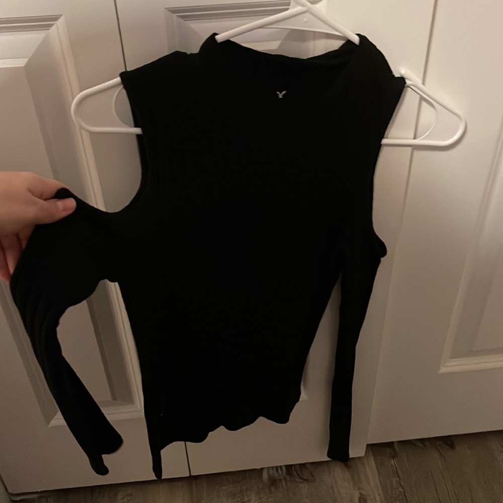 Black cut shoulder top